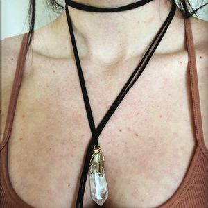 Choker/Dangle Necklace w/ Quartz & Cactus Charm